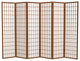 6' Tall Window Pane Shoji Screen, Walnut, 6 Panels