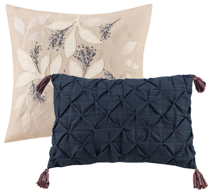 Madison Park Camillia 8 Piece Cotton Comforter Set in Navy