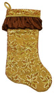 19" Gold Sequined Floral Christmas Stocking With Venetian-Style Ruffle Cuff