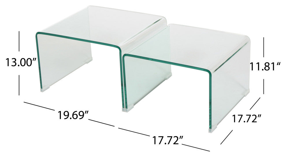 GDF Studio Angel 12Mm Tempered Glass Nesting Tables