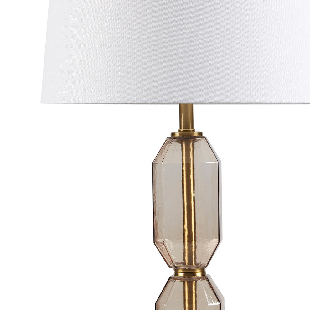 510 Design Zirconia Faceted Green Glass Table Lamp, Nightstand Light, Brown