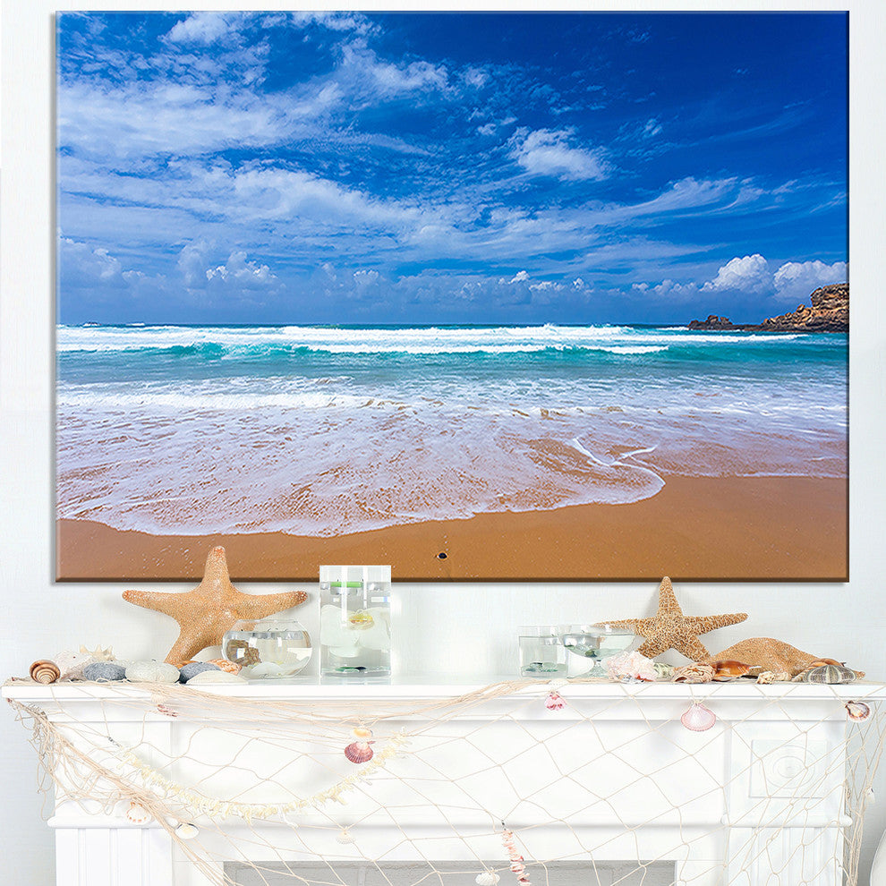 "Serene Atlantic Seashore Portugal" Seashore Canvas Wall Art, 40"x20"