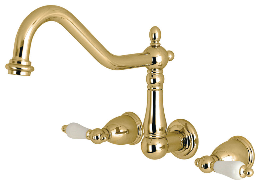Kingston Brass Wall Mount Tub Faucet, Polished Brass