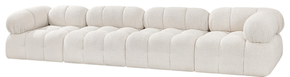 Ames Boucle Fabric Modular Sofa, Cream, 4-Piece: 2 Armless Chair, 2 Corner Chair