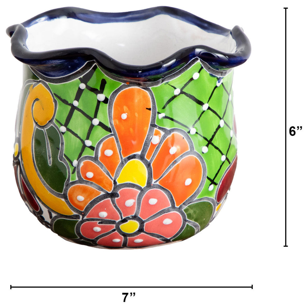 6in. x 7in. Handmade Mexican Talavera Ceramic Planter