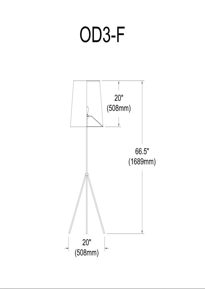 Odette 1-Light 3-Leg Drum Floor Lamp With Black and Silver Shade, Matte Black
