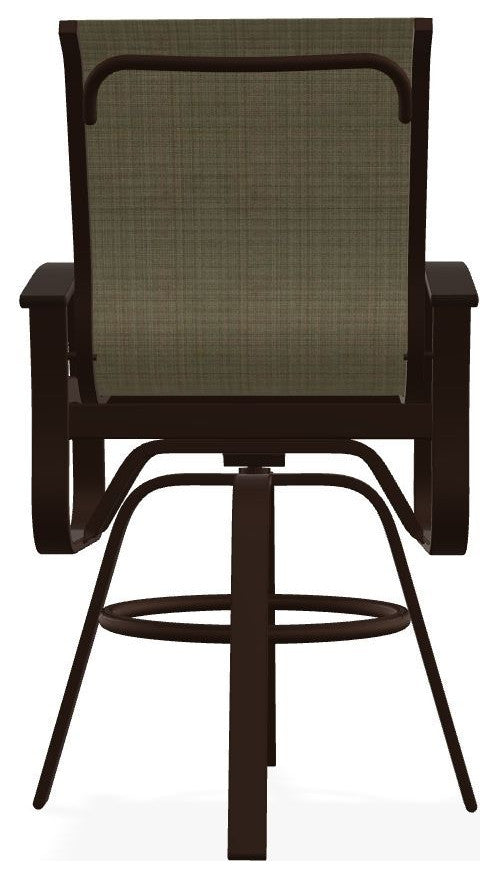 Belle Isle Sling Bar Height Outdoor Swivel Armchair, Elevation Stone/Kona