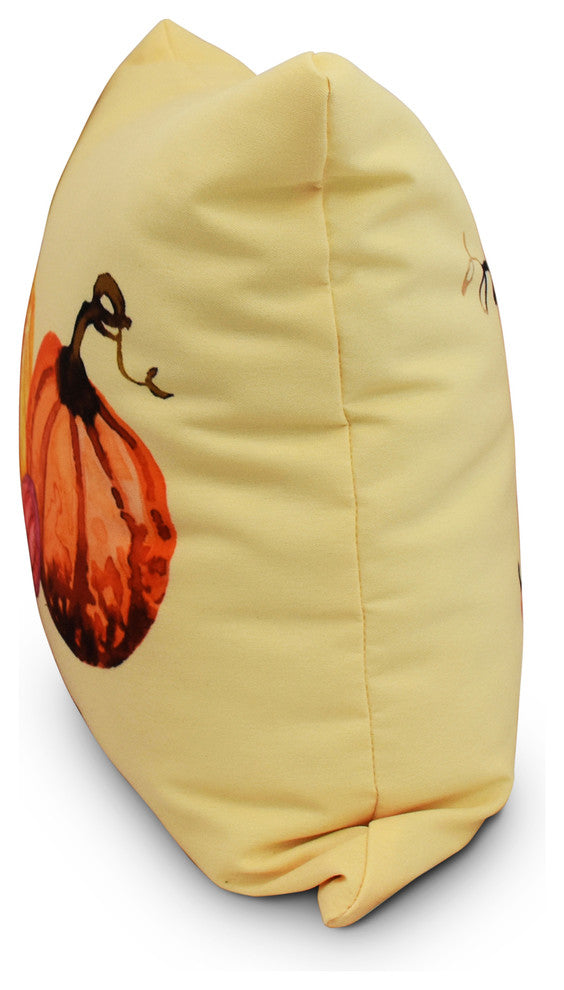 Gourd Pile Light Yellow Fall Print Outdoor Decorative Throw Pillow, 20"