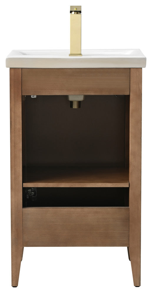 Vanity Art Freestanding Vanity, Walnut, 20", Single Sink, Golden Brushed