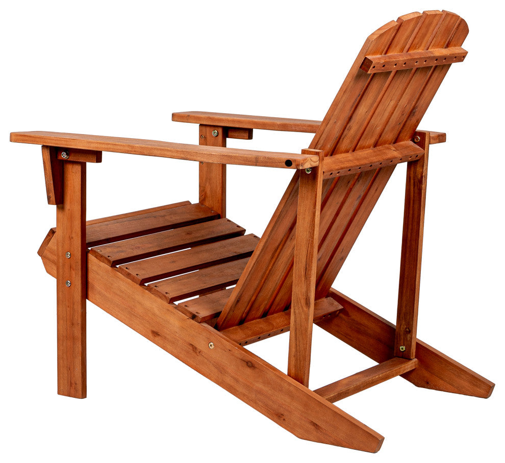 Westport Outdoor Patio Traditional Acacia Wood Adirondack Chair, Light Brown