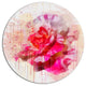 Red Rose With Watercolor Splashes, Floral Round Wall Art, 36"