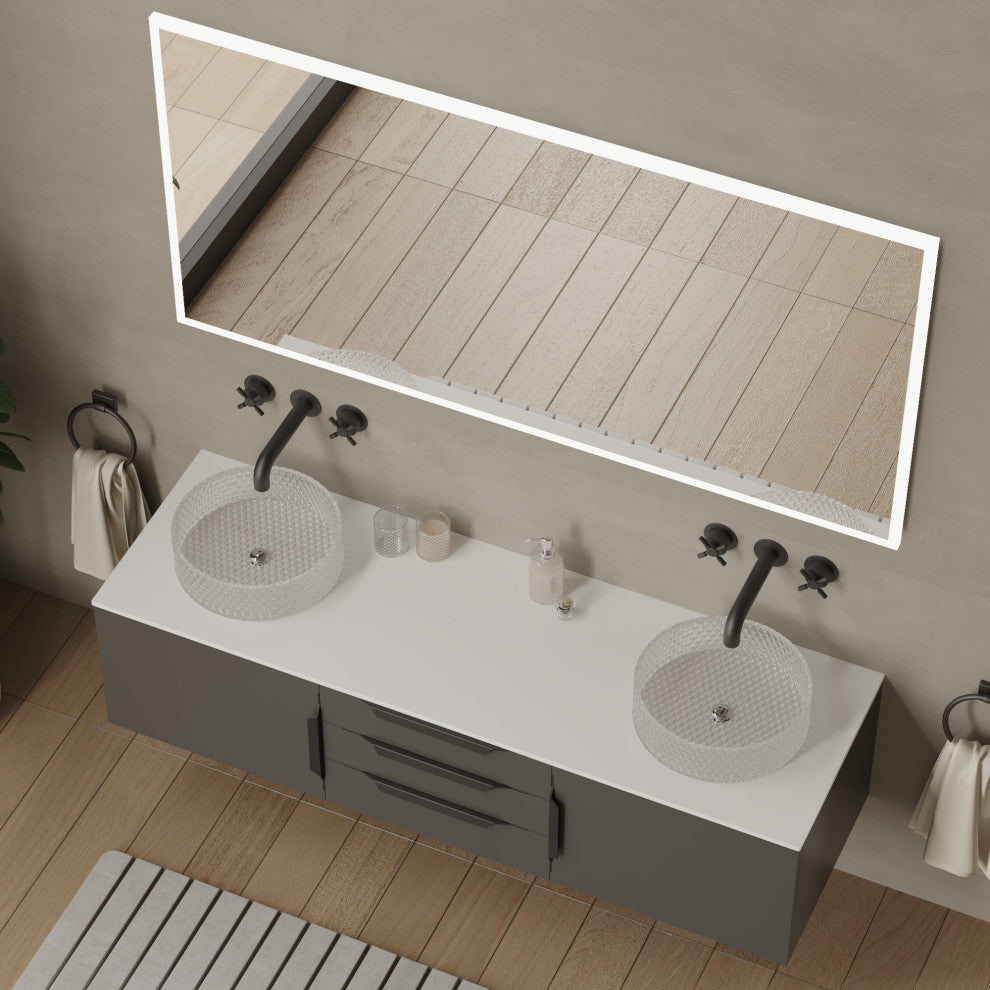 Morden Minimalist Thinner Vanity Countertop, 60"