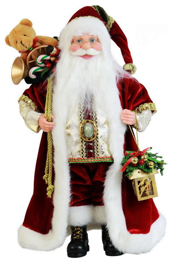 Teddy Bear And Lantern Santa