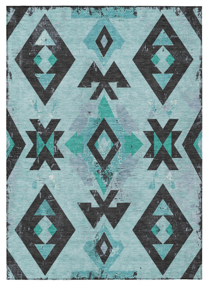 Machine Washable Indoor/Outdoor Chantille ACN1882 Teal 2'6" x 3'10" Rug