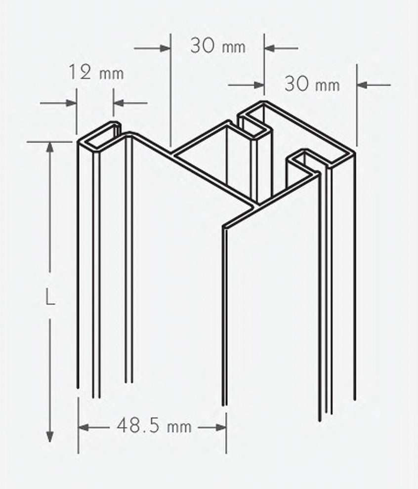 Handle-Free Hardware 3916-290 Vertical End Channel, Clear Anodized