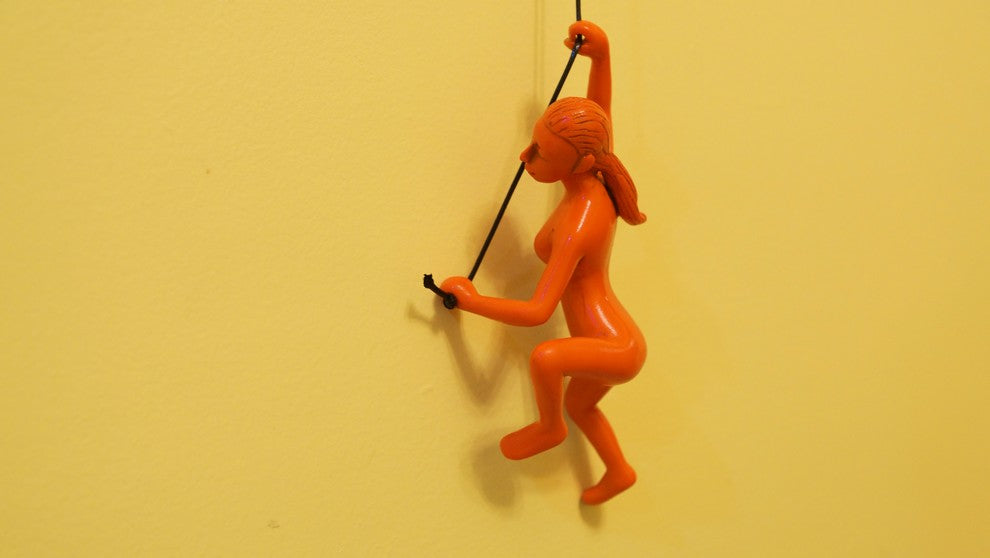 Climbing Woman in Blue, Large Orange