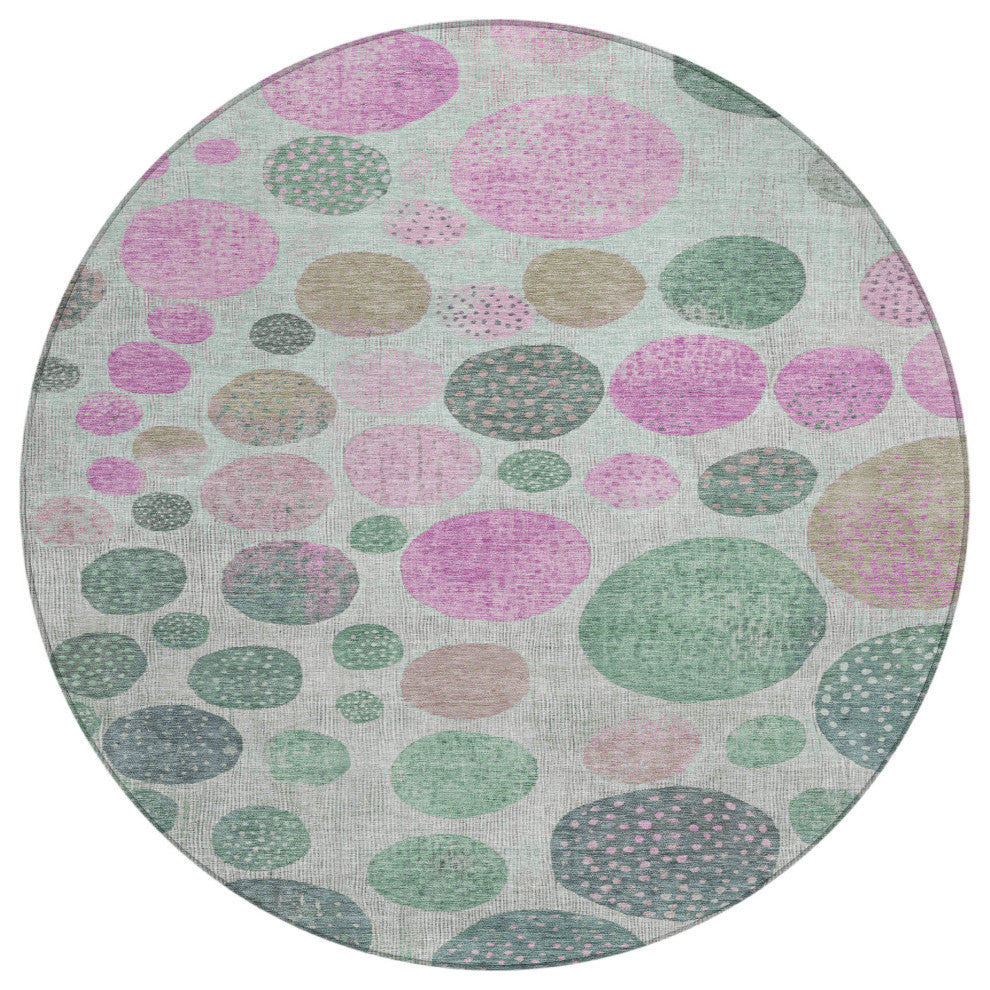 Machine Washable Indoor/Outdoor Chantille ACN1899 Sage 8' x 8' Round Rug