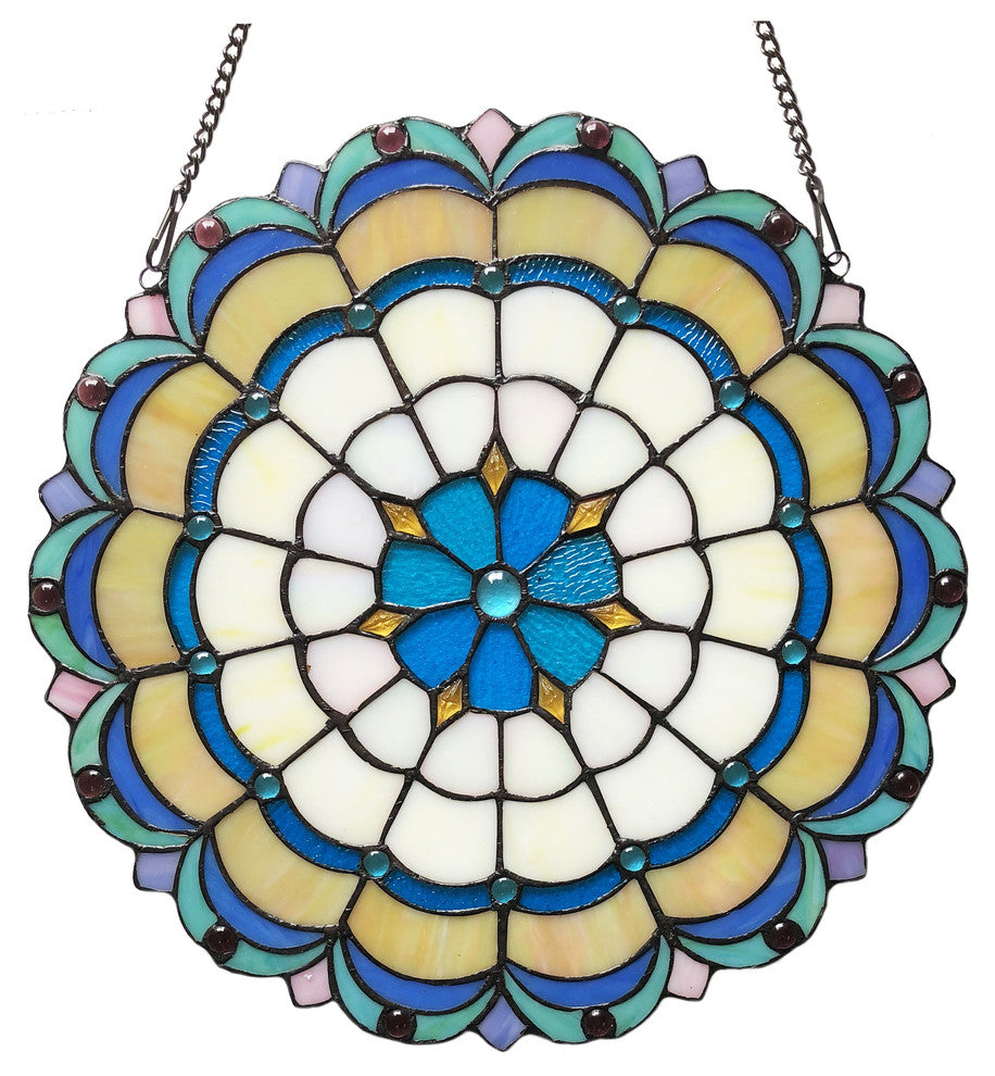 CHLOE Lighting Dakota Victorian Tiffany-glass Window Panel, 18"