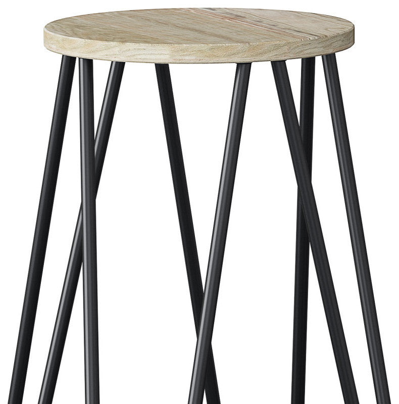 Simeon 30 inch Metal Bar Stool with Wood Seat