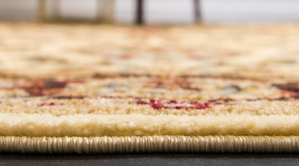 Unique Loom Cream Asheville Voyage 4' 0 x 4' 0 Square Rug