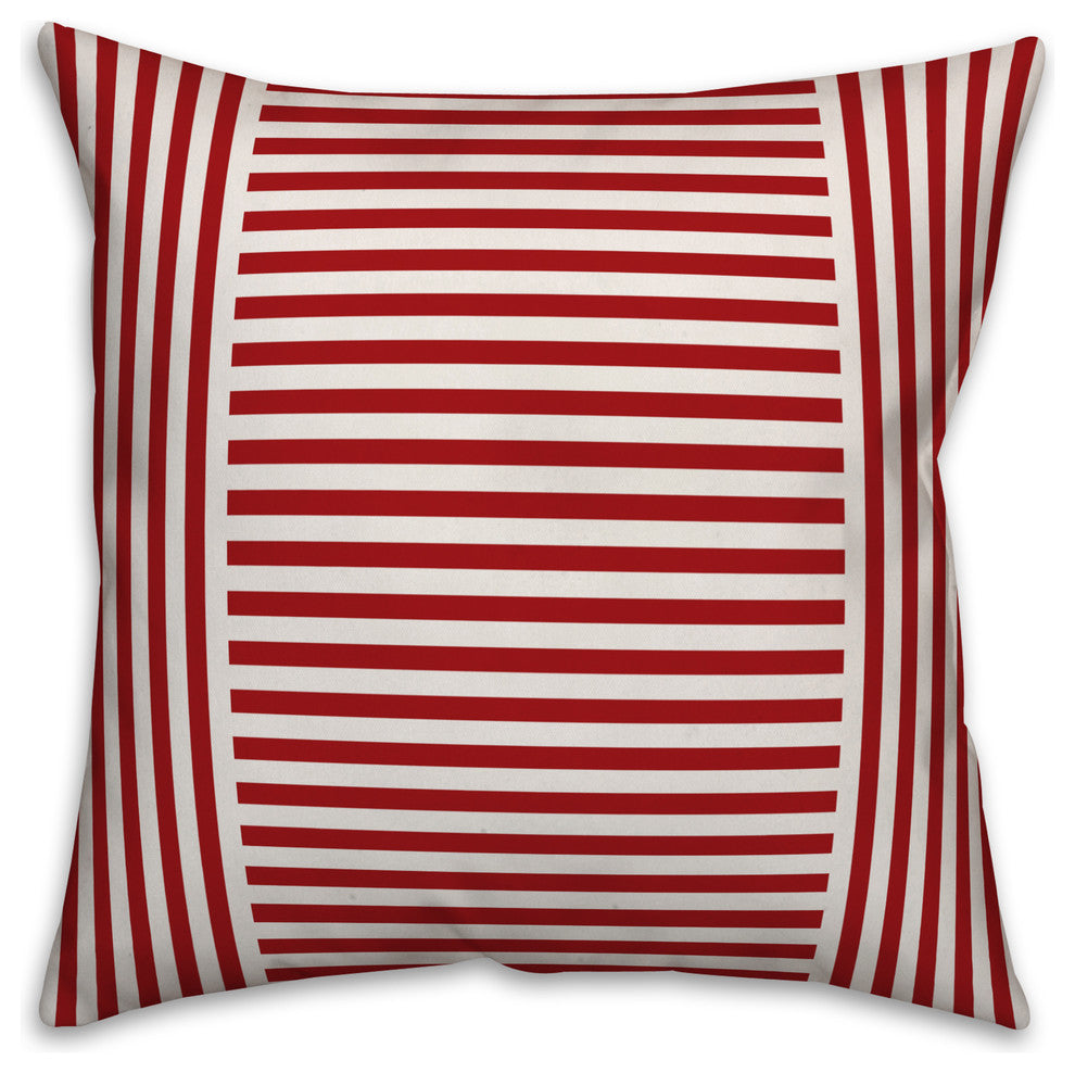 Red Farmhouse Stripes 18"x18" Throw Pillow