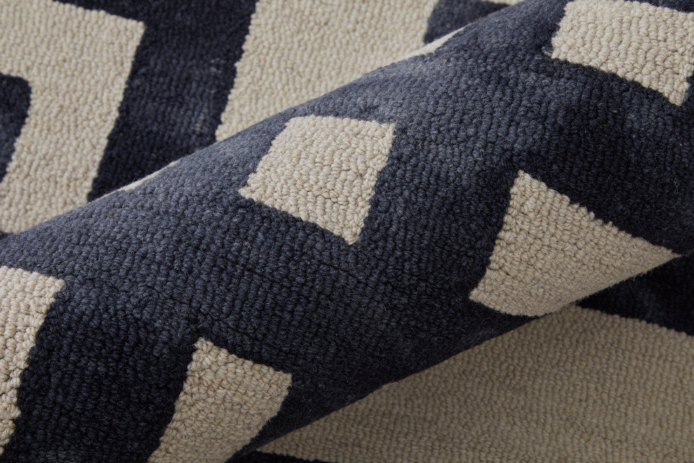 Weave & Wander Marengo Tufted Key Wool Rug, Black, 5'x8'