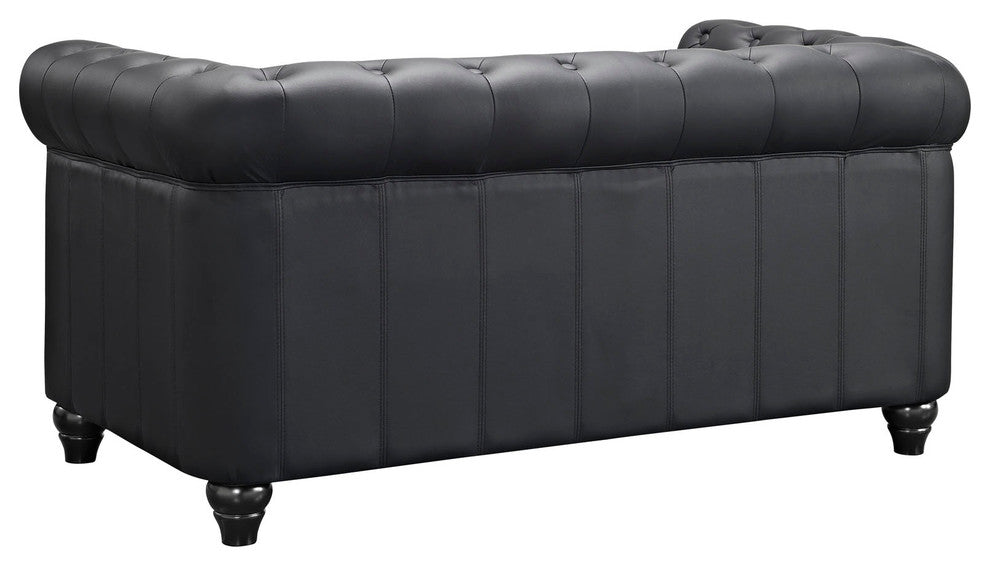 Modern Black Earl Upholstered Vinyl Loveseat