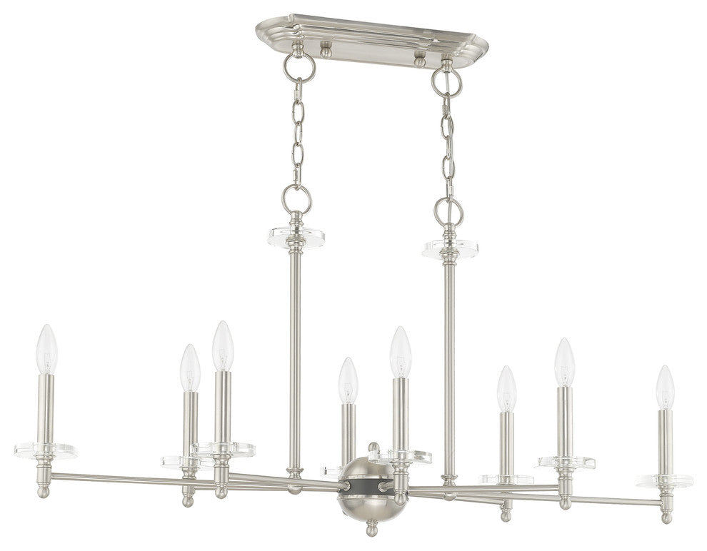 Livex Lighting Brushed Nickel 8-Light Linear Chandelier