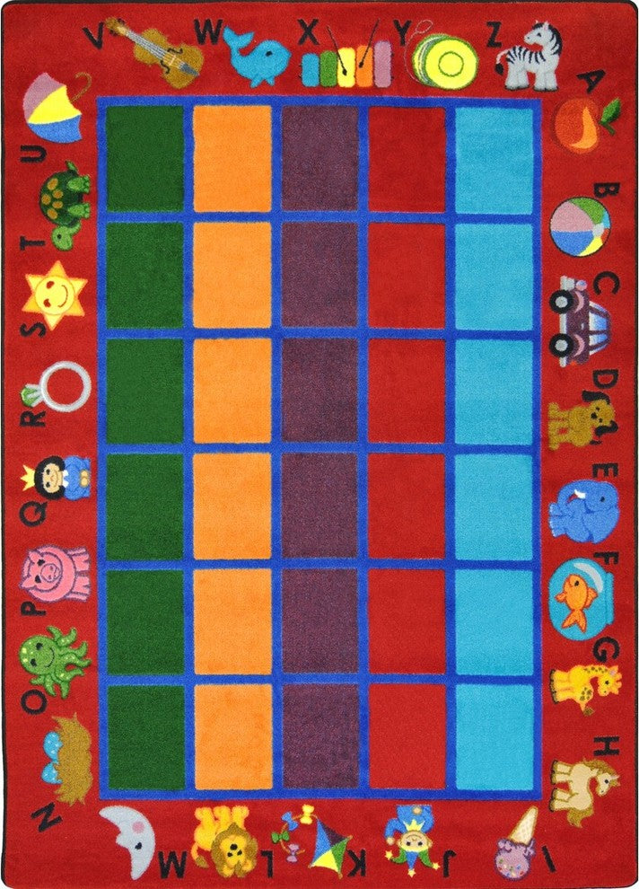 Alphabet Phonics 10'9" X 13'2" Area Rug, Color Red