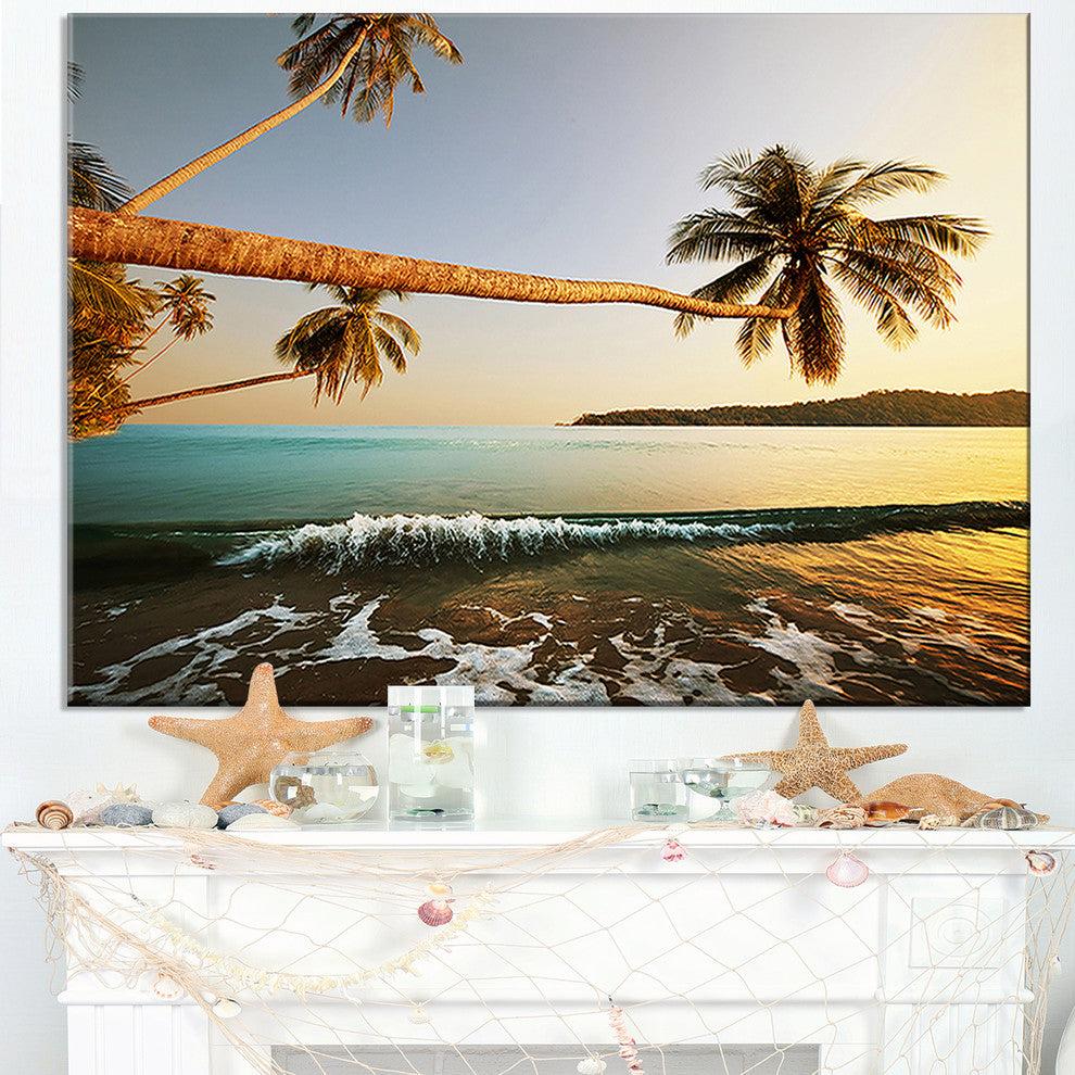 "Andaman Sea Large Coconut Palms" Seashore Canvas Print, 40"x20"