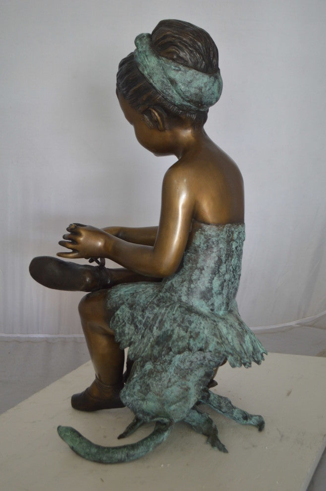 Dancer with Rose bronze statue -  Size: 15"L x 17"W x 26"H.