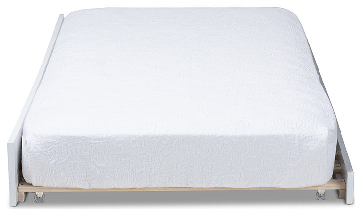 Baxton Studio Neves Cottage Farmhouse Whiteed Wood Twin Size Trundle