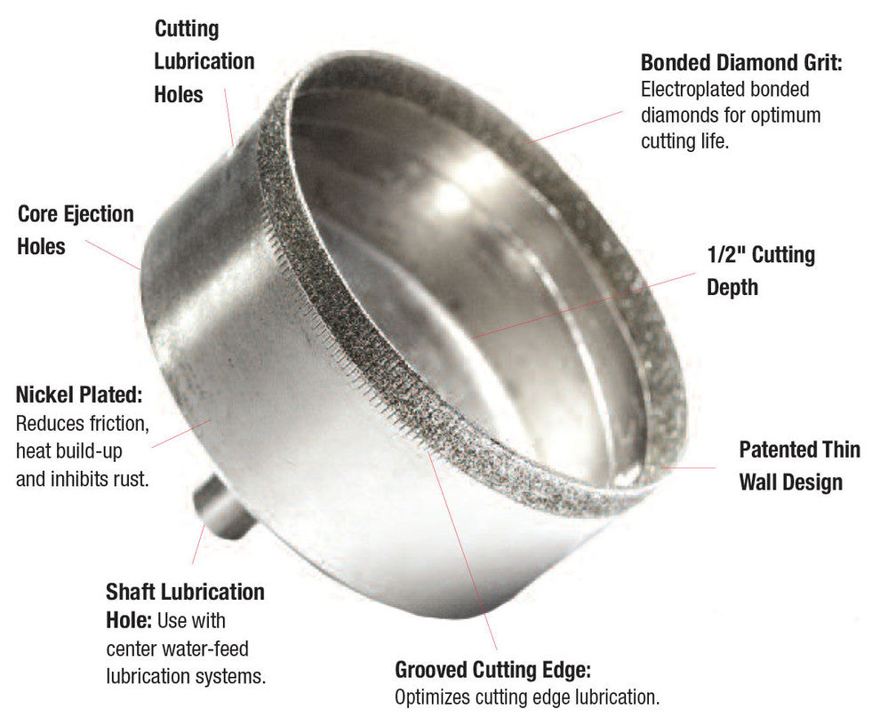 Diamond Grit Hole Saw, 2"