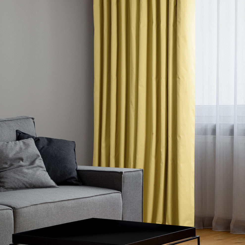 Solid Cotton Blackout Curtain Single Panel, Light Ochre, 50w X 108l