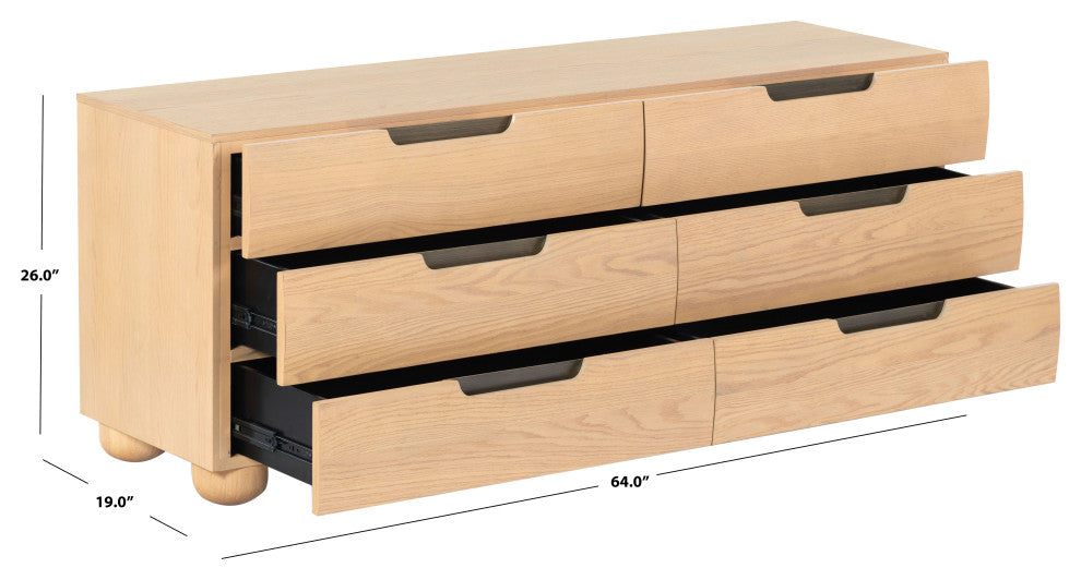 Safavieh Couture Beethoven 6 Drawer Dresser, Natural
