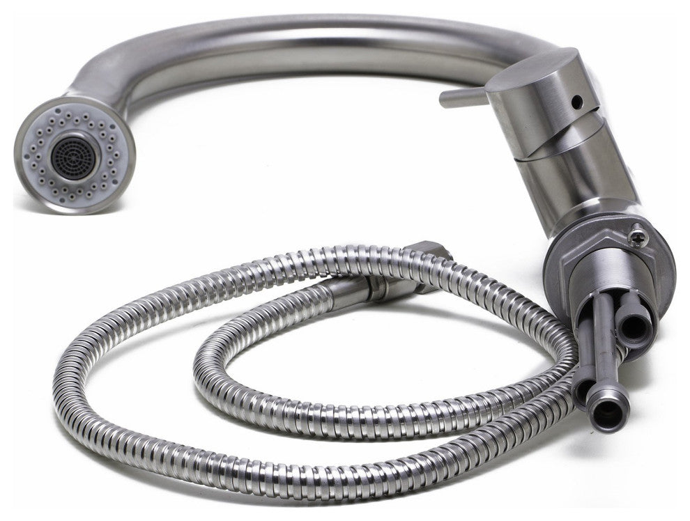 AB2034-BSS Solid Brushed Stainless Steel Pull Down Single Hole Kitchen Faucet