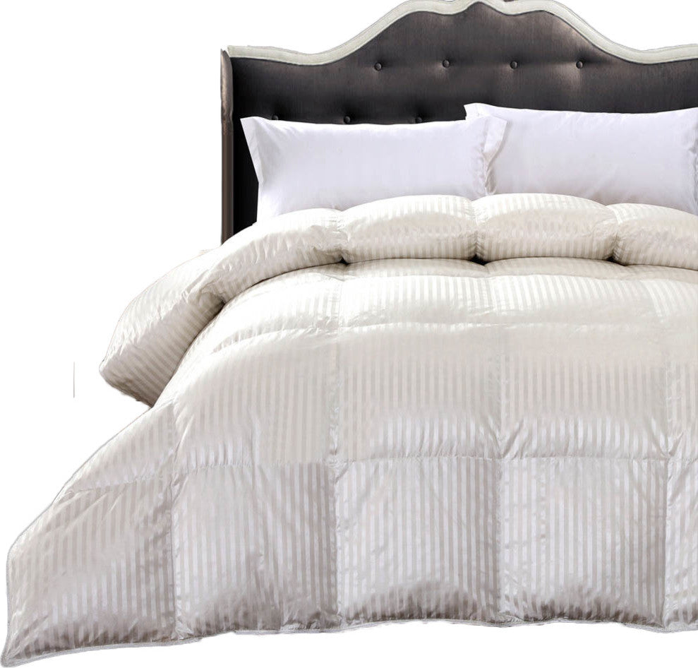 Baffle Box Silk Stripe Down Comforter, 900 TC, Full/Queen