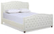 Marcella Upholstered Tufted Shelter Wingback Panel Bed, Antique White Polyester, King