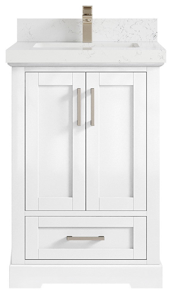 Boston 24 Single Sink Bathroom Vanity, White 2" Empira Quartz