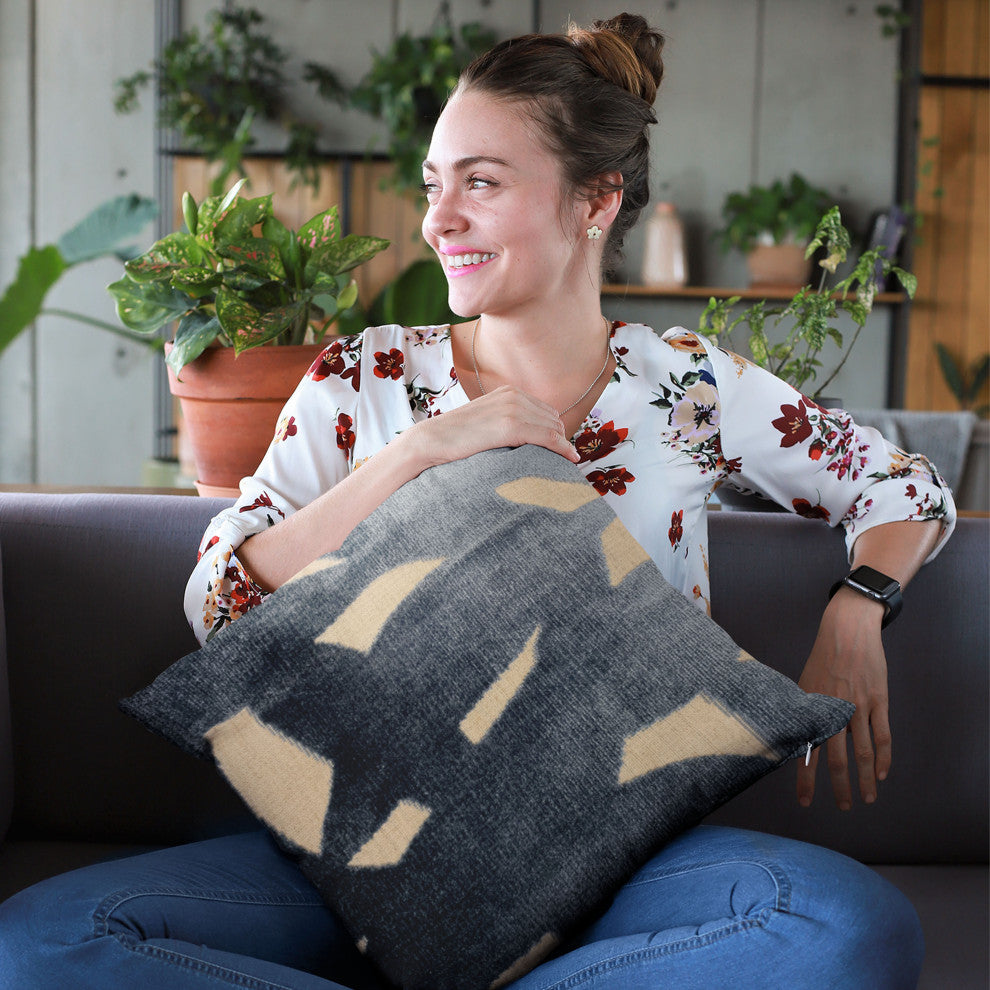 Plutus Blue Palm Floral Luxury Throw Pillow, 26"x26"