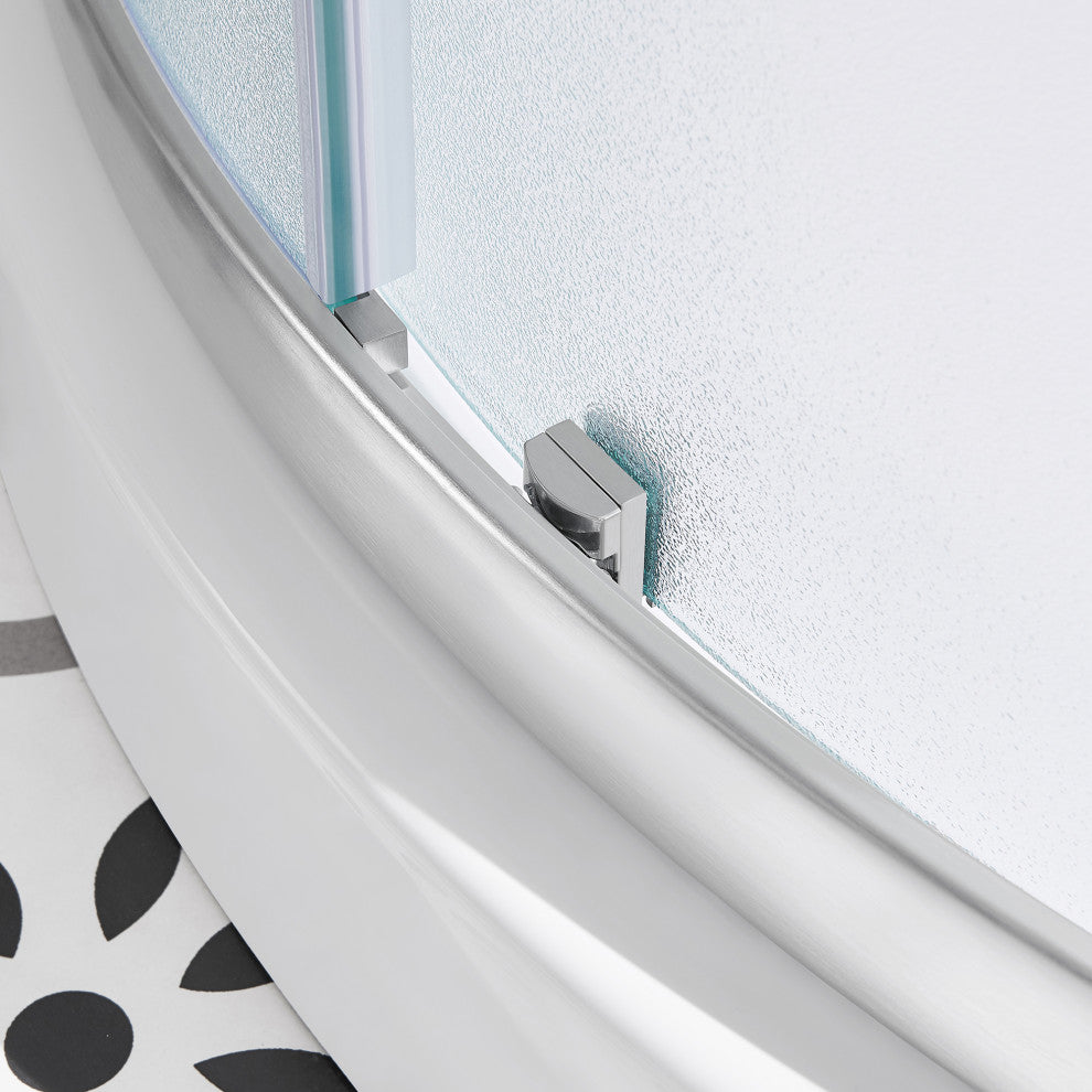 Ove Decors Breeze Shower Kit, Frosted Panels and Base, Satin Nickel, 34"