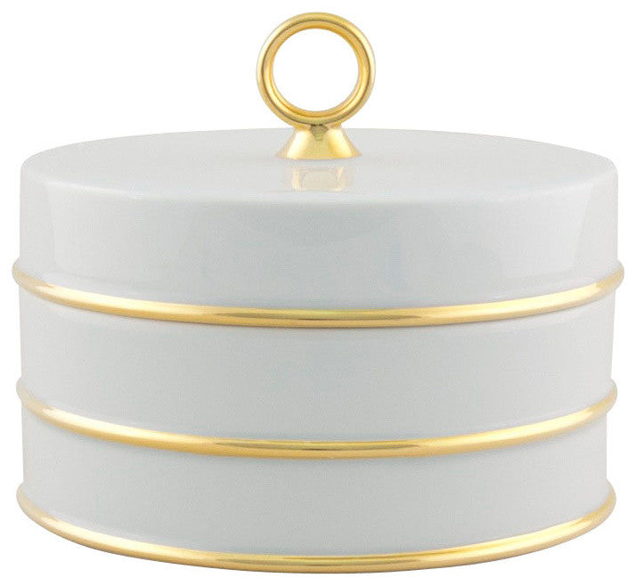 Arienne Trinket Box, White & 24k Gold