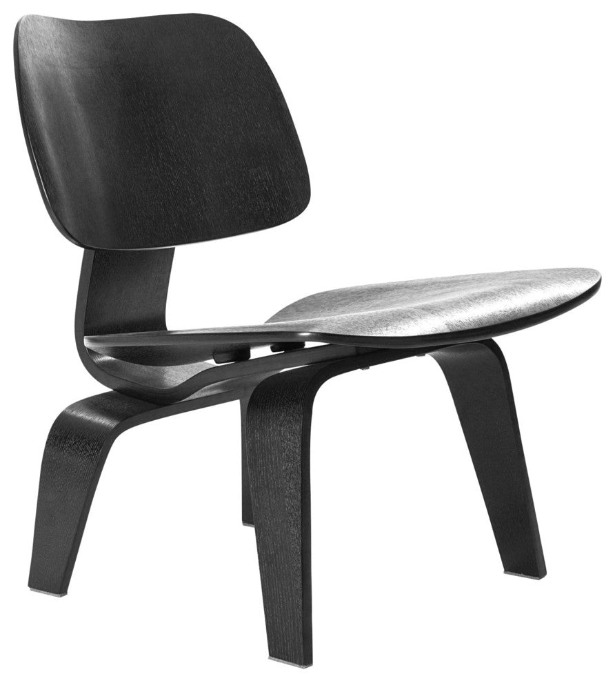 Modern Contemporary Living Room Wood Lounge Chair Black