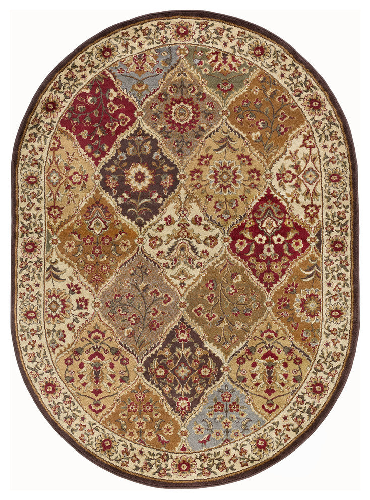 Cambridge Traditional Abstract Multi-Color Oval Area Rug, 5' x 7' Oval