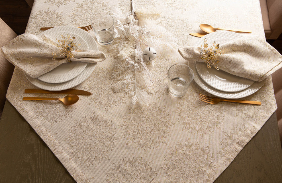 DII Winter Sparkle Jacquard Square Table Topper
