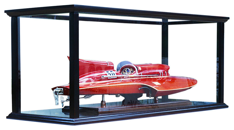 Display Case For Speed Boat Handcrafted Wooden Display Case for Model Ships