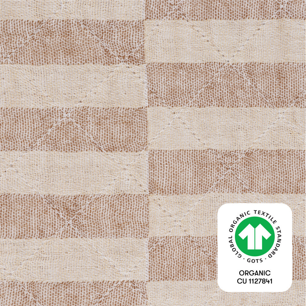 Quilted Changing Pad Cover, GOTS Certified Organic Muslin Cotton, Cocoa Stripe
