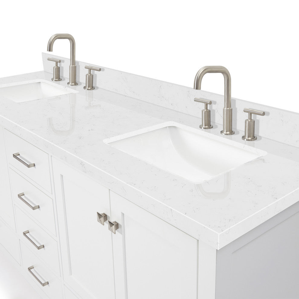 Ariel Cambridge 72" Double Rectangle Sinks Vanity, Carrara Quartz