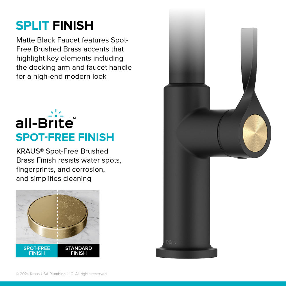 KRAUS Torak 2-Function Single Handle Pull Down Kitchen Faucet SFBBMB