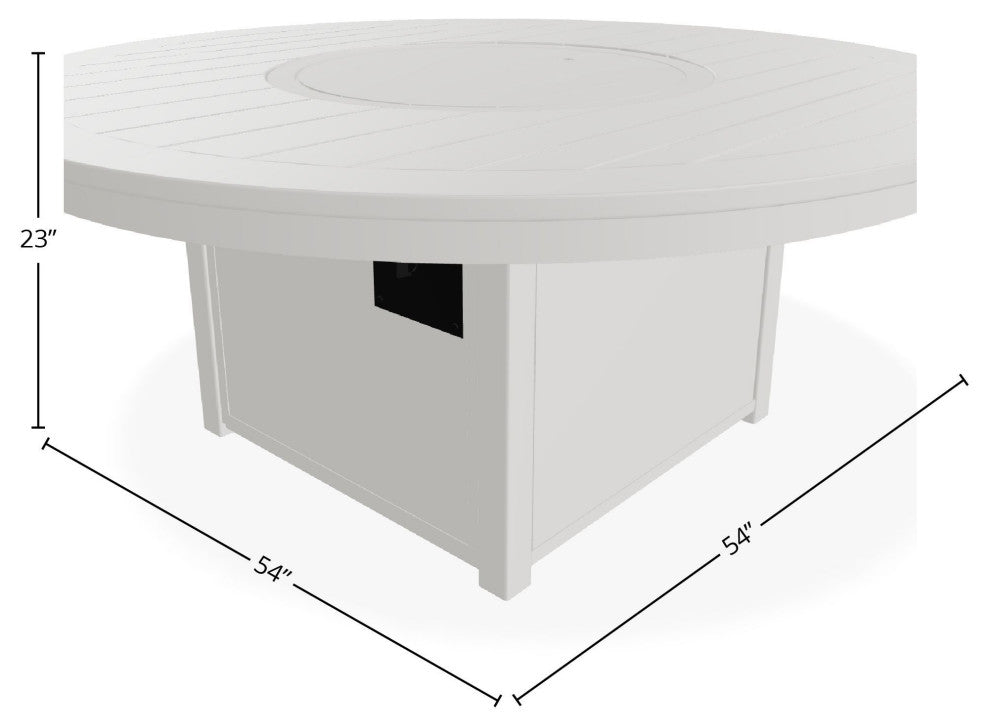 54" Round Marine Grade Fire Table with Propane Shelf